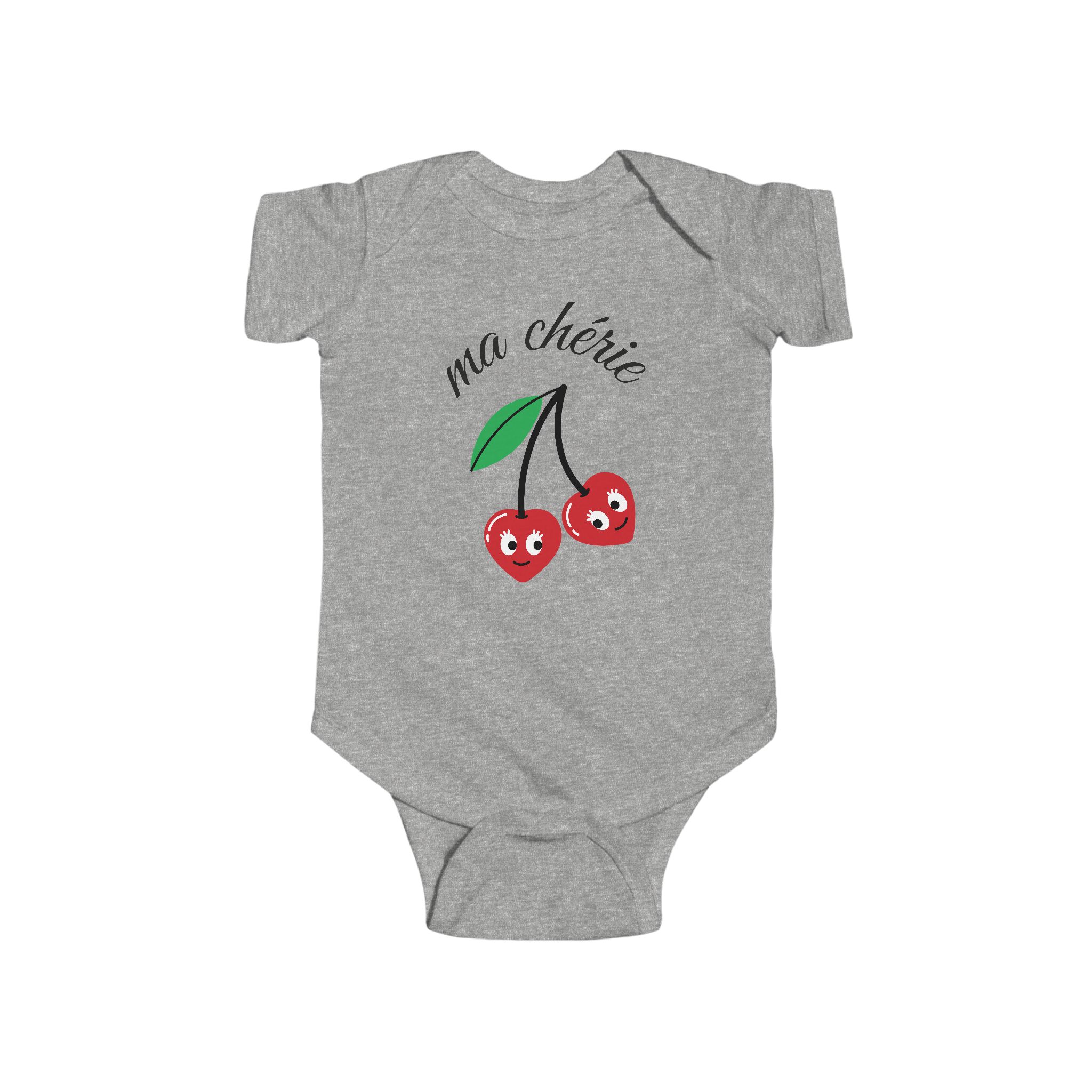 Cute Cherry 'Ma Chérie' Infant Bodysuit, Baby Shower Gift, Toddler Outfit, Summer Wear, Newborn Clothes - Image 7
