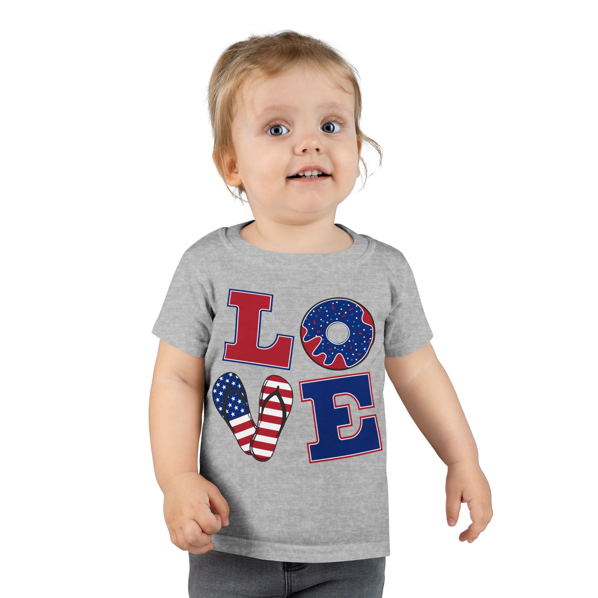 Patriotic Toddler T-Shirt - Love Design, Cute Kids Shirt for Holidays, Independence Day, Birthday Gift, Playtime Outfit, Everyday Wear - Image 3