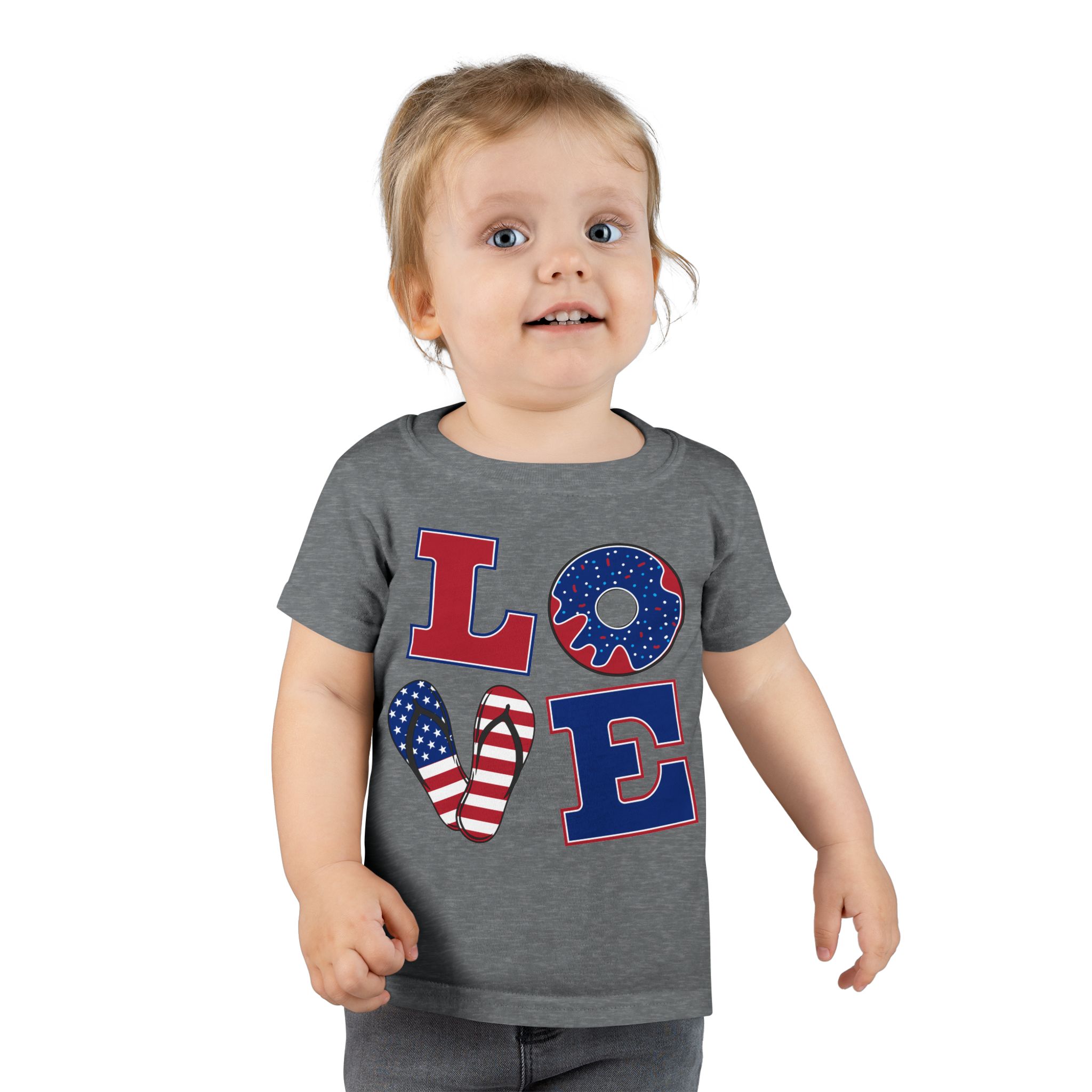 Patriotic Toddler T-Shirt - Love Design, Cute Kids Shirt for Holidays, Independence Day, Birthday Gift, Playtime Outfit, Everyday Wear - Image 9