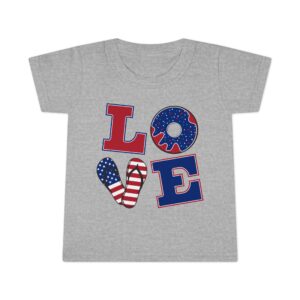 Patriotic Toddler T-Shirt - Love Design, Cute Kids Shirt for Holidays, Independence Day, Birthday Gift, Playtime Outfit, Everyday Wear