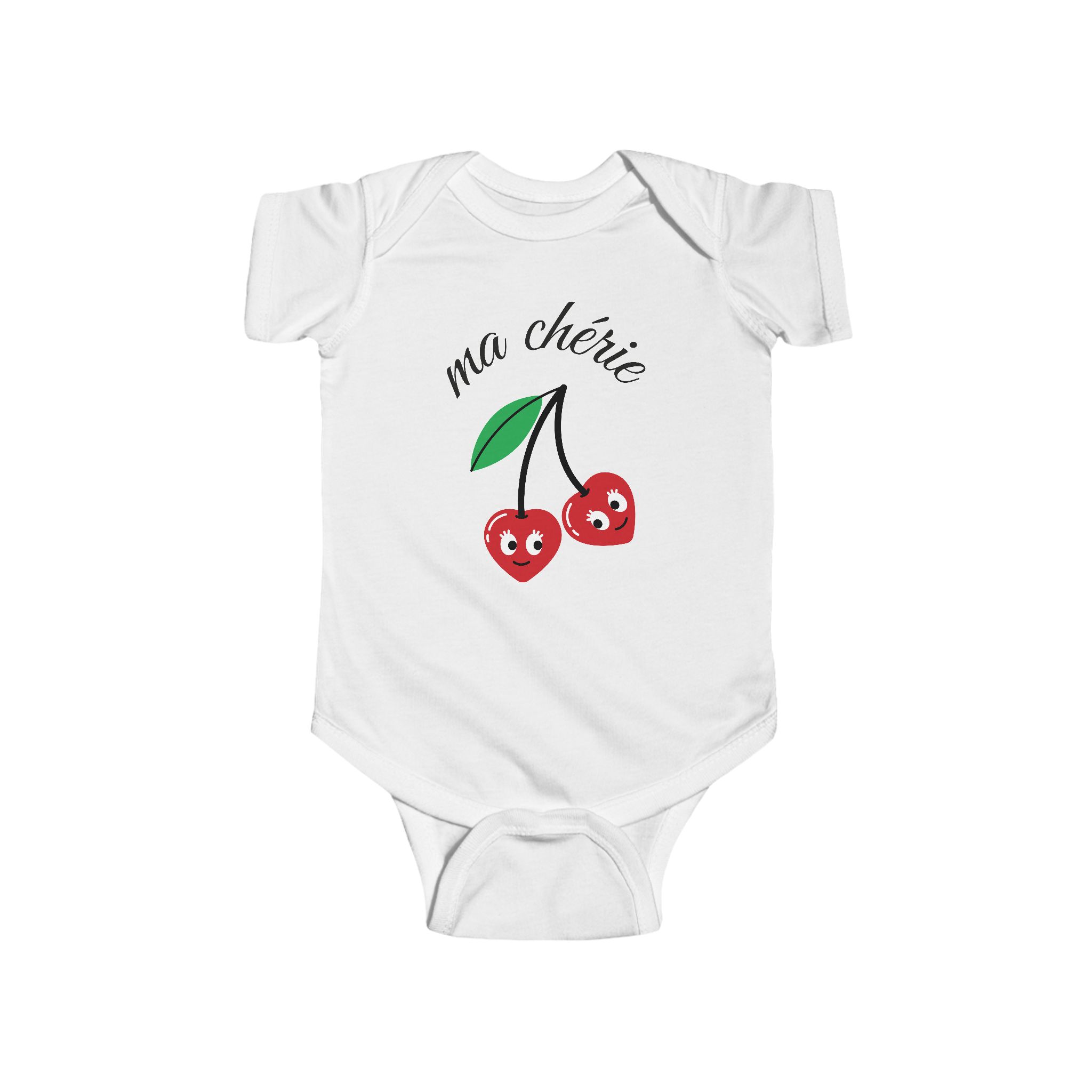 Cute Cherry 'Ma Chérie' Infant Bodysuit, Baby Shower Gift, Toddler Outfit, Summer Wear, Newborn Clothes